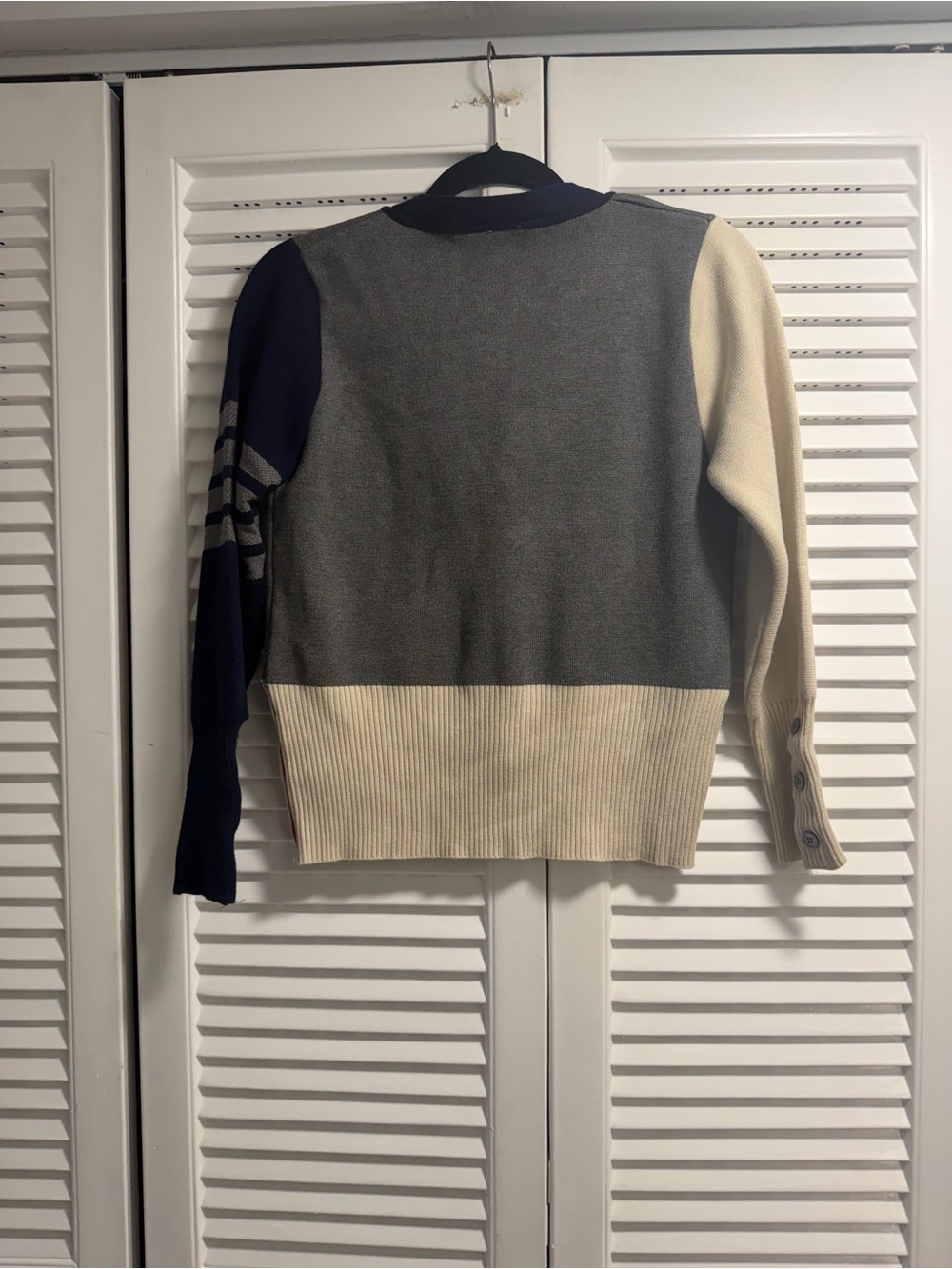 Alvin Valley Gray, Cream & Navy Colorblock Cardigan - Picture 4 of 4
